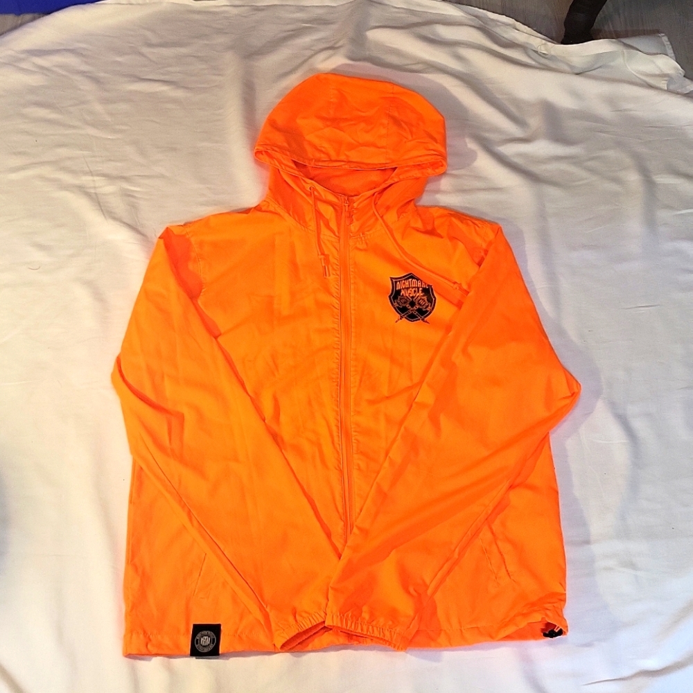 Bright Neon Orange Mens XL Windbreaker Independent Trading Company
